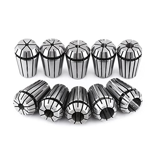 Elprico ER20 Spannzangensatz, 10 Stück/Satz, Hochpräziser 65-Mn-Spannzangen-Spannzangensatzhalter für CNC-Fräsdrehmaschine, Werkstück-Graviermaschine (1/8", 1/4", 1/2") von Elprico