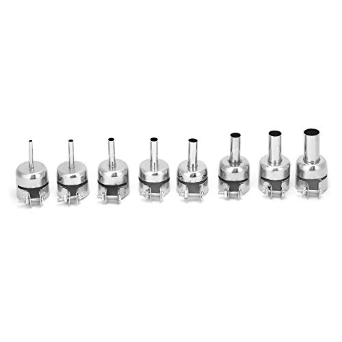 Elprico 8 Stück Heißluftpistolen-Düse, 3~12 mm Edelstahl-Heißluftpistolen-Düse, langlebige hitzebeständige Düse für 850 Heißluftpistolen von Elprico
