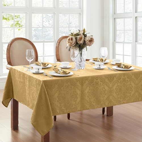 Elrene Home Fashions Caiden Elegance Damast Tischdecke, Polyester, Gold, 60" x 84" Oblong/Rectangle von Elrene