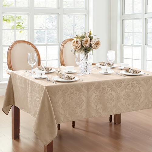 Elrene Home Fashions Caiden Elegance Damast Tischdecke, Polyester, Taupe, 52" x 70" Oblong/Rectangle von Elrene