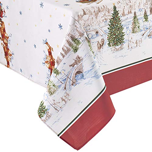 Elrene Home Fashions Tischdecke mit Schlittenschlitten des Weihnachtsmanns, 152,4 x 377,8 cm, länglich von Elrene