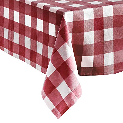 Elrene Farmhouse Living Tischdecke Buffalo kariert, Baumwolle, rot/weiß, 60" x 120" (Tablecloth) von Elrene