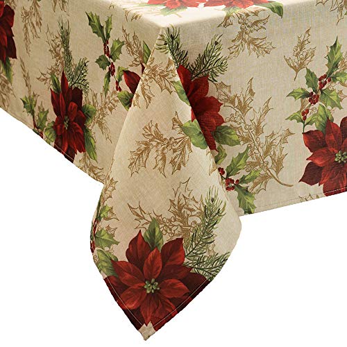 Elrene Home Fashions Festliche Weihnachtsstern-Tischdecke, Mehrfarbig, 152,4 x 304,8 cm, rechteckige Tischdecke von Elrene Home Fashions