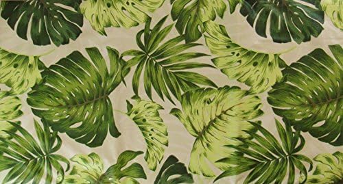 Elrene Home Fashions Riesige Palmenblätter, tropischer Regenwald, Vinyl-Tischdecke, Flanell-Rückseite, rund, mit Schirmloch mit Reißverschluss, 178 cm von Elrene Home Fashions