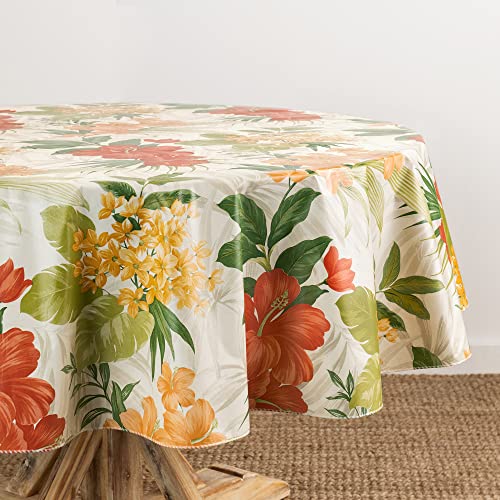 Elrene Home Fashions Callisto Tischdecke, Vinyl, tropisch, Wasser- und schmutzabweisend, für drinnen und draußen, mit Flanell-Rückseite, 177,8 x 177,8 cm, rund Elrene Home Fashions Callisto Tischdecke, Vinyl, tropisch, Wasser- und schmutzabweisend, für drinnen und draußen, mit Flanell-Rückseite, 177,8 x 177,8 cm, rund von Elrene