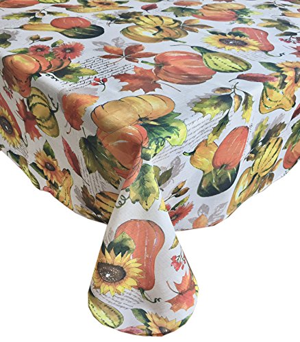 Elrene Home Fashions Grateful Season Fall Bedruckte Stoff-Tischdecke, 152,4 x 120 cm, Mehrfarbig von Elrene