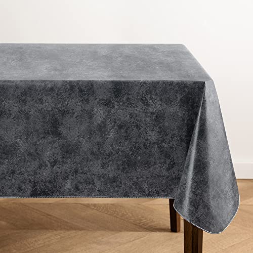 Elrene Home Fashions Mesa Marble Tischdecke aus Vinyl, wasser- und schmutzabweisend, mit Flanell-Rückseite, 152,4 x 300,5 cm, rechteckig, Schwarz Elrene Home Fashions Mesa Marble Tischdecke aus Vinyl, wasser- und schmutzabweisend, mit Flanell-Rückseite, 152,4 x 300,5 cm, rechteckig, Schwarz von Elrene