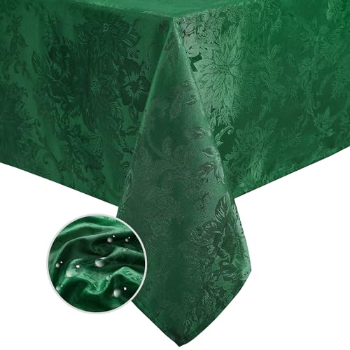Elrene Home Fashions Poinsettia Elegance Jacquard Holiday Tablecloth, 60" x 120", Green von Elrene