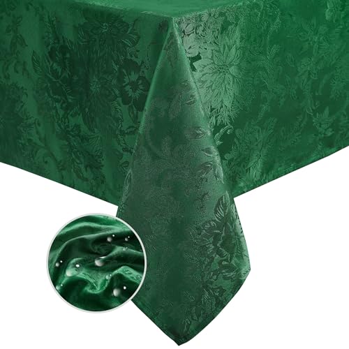 Elrene Home Fashions Poinsettia Elegance Jacquard Holiday Tablecloth, 60" x 144", Green von Elrene