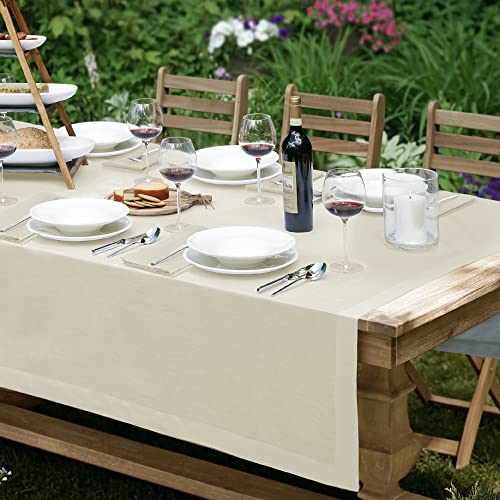 Elrene Villeroy & Boch Home Fashions La Classica Leinen-Tischdecke, ideal für formelle Mahlzeiten oder den täglichen Gebrauch, 178 x 244 cm, Elfenbeinfarben von Elrene