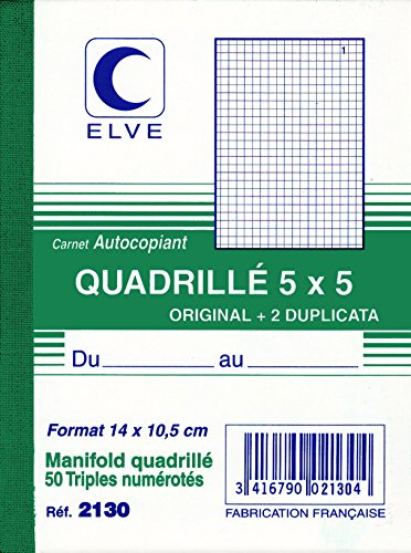 CARNET AUTOCOPIANT QUAD.5/5 140X105 50/3+0, Los von 10 von Elve