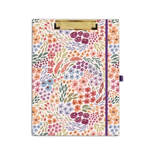 Elyse Breanne Design, Clipfolio, Portfolio und Klemmbrett, inklusive 40 linierten Blättern, Legalblock, integrierte Taschenmappen, um organisiert und professionell zu halten, Landschaftsblüten von Elyse Breanne Design