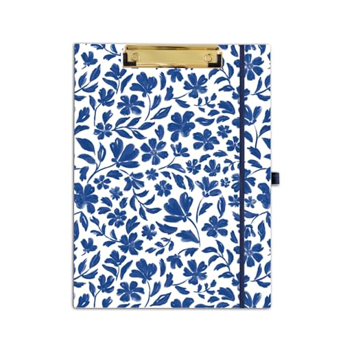 Elyse Breanne Design, Clipfolio, Portfolio und Klemmbrett, inklusive 40 linierten Blättern, Notizblock, integrierte Taschenmappen, um organisiert und professionell zu halten, Porzellan-Blumenmuster von Elyse Breanne Design
