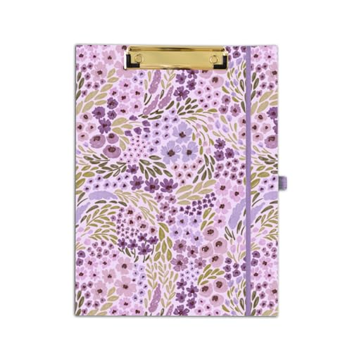 Elyse Breanne Design, Clipfolio, Portfolio und Klemmbrett, inklusive 40 linierten Blättern, Notizblock, integrierte Taschenmappen, um organisiert und professionell zu halten, lila Blumenmuster von Elyse Breanne Design
