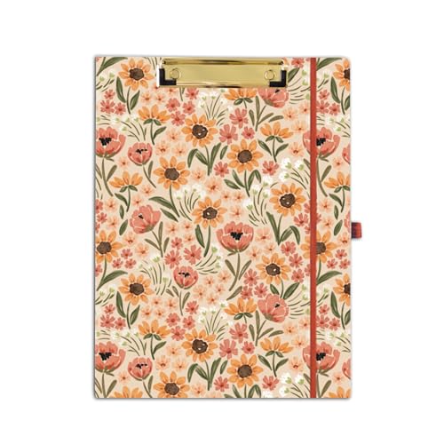 Elyse Breanne Design, Clipfolio, Portfolio und Klemmbrett, inklusive 40 linierten Blättern, Notizblock, integrierte Taschenmappen, um organisiert und professionell zu halten, sonnige Mohnblumen von Elyse Breanne Design