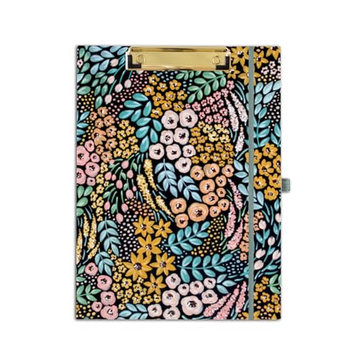 Elyse Breanne Design, Clipfolio, Portfolio und Klemmbrett, inklusive 40 linierten Blättern, Rechtsblock, integrierte Taschenmappen, um organisiert und professionell zu halten, schwarzes Blumenmuster von Elyse Breanne Design