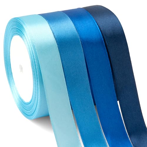 Geschenkband Weihnachten 20mm 92m Geschenkband Blau Verpackungsbänder Geschenkverpackung Weihnachten Geschenkbänder Schleifenband Weihnachten Stoffband Die Geburtstagsbande Geschenkband Stoff Dekoband von EmDryze
