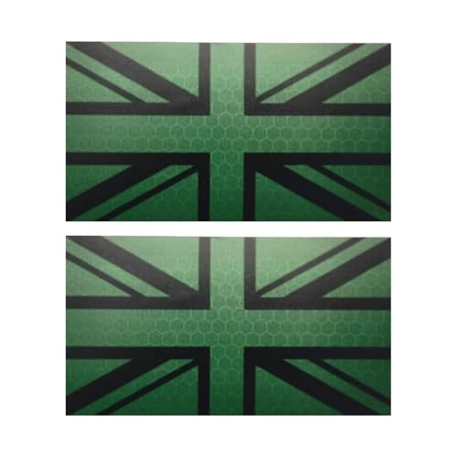 EmWoot Aufnäher mit Haken und Schlaufe für das Vereinigte Königreich, Großbritannien, 8,9 x 5,1 cm, IR-Infrarot, reflektierend, lasergeschnitten, 2 Stück (Grün 01) von EmWoot