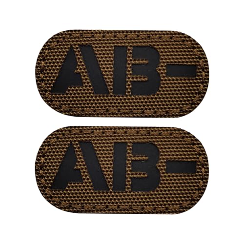 EmWoot Blutgruppe AB Flicken IR Infrarot reflektierend, lasergeschnitten, taktischer Moral-Patch, Haken und Schlaufe (5,1 x 2,5 cm, braun), 2 Stück von EmWoot