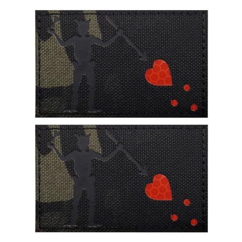 EmWoot Edward Teach Patches Blackbeard Flagge, Piratenflagge, IR-Infrarot, reflektierend, lasergeschnitten, Haken und Schlaufe (7,6 x 5,1 cm, Schwarz Camo), 2 Stück von EmWoot