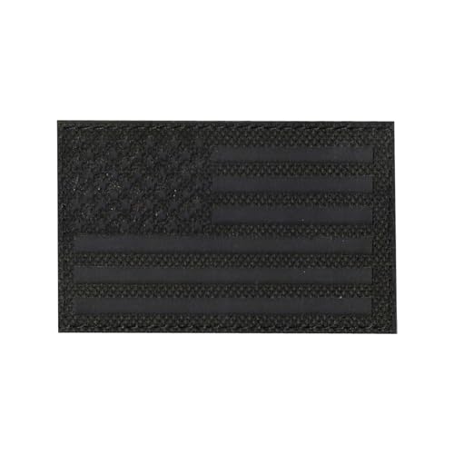 EmWoot Reflektierender Aufnäher mit amerikanischer Flagge, lasergeschnitten, taktischer Moral, Haken und Schlaufe, Schwarz von EmWoot