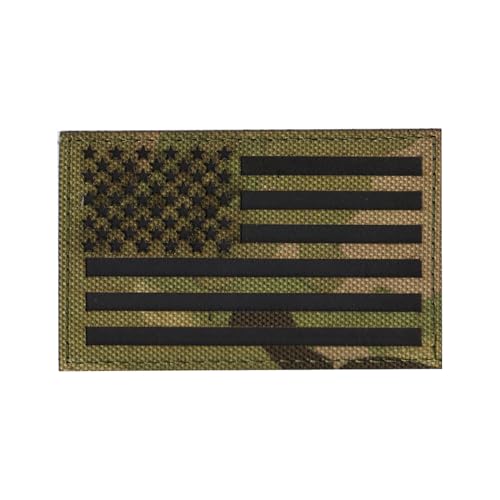 EmWoot Reflektierender Aufnäher mit amerikanischer Flagge, lasergeschnitten, taktischer Moralaufnäher, Haken und Schlaufe (CP) von EmWoot