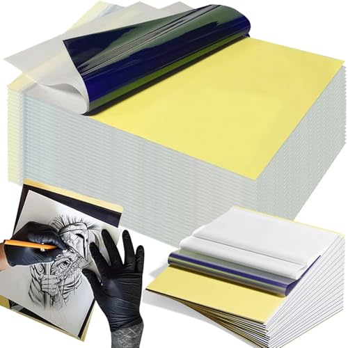 Emalla Tattoo-Transferpapier 100 Blatt, Thermo-Schablonenpapier zum Tätowieren, A4, professionelles Transparentpapier mit knackiger Übertragung, 4-lagiges Schablonenpapier, 21 x 30,5 cm Emalla Tattoo-Transferpapier 100 Blatt, Thermo-Schablonenpapier zum Tätowieren, A4, professionelles Transparentpapier mit knackiger Übertragung, 4-lagiges Schablonenpapier, 21 x 30,5 cm von Emalla