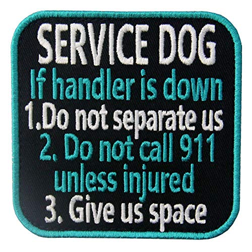 Aufnäher mit Aufschrift "Service Dog If Handler Is Down Westen/Geschirre", bestickt, mit Klettverschluss von EmbTao