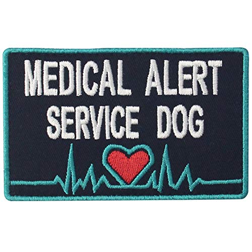 Aufnäher mit Aufschrift "Service Dog Medical Alert Westen/Geschirre", bestickt, mit Klettverschluss, Blau von EmbTao