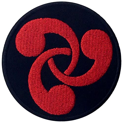 Das Symbol der Triskele Bestickter Aufnäher zum Aufbügeln/Annähen, Rot schwarz von EmbTao