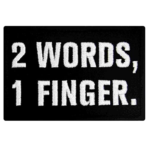 2 Wörter 1 Finger Bestickter Aufnäher mit Haken- und Flauschbänder von EmbTao