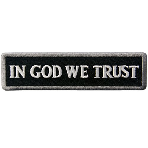 EmbTao Aufnäher 'In God We Trust', Weiß / Schwarz, Medium (9.5 x 2.5 cm), 1 Stück, Rechteckig, Religious/Patriotic, Aufnäher EmbTao Aufnäher 'In God We Trust', Weiß / Schwarz, Medium (9.5 x 2.5 cm), 1 Stück, Rechteckig, Religious/Patriotic, Aufnäher von EmbTao