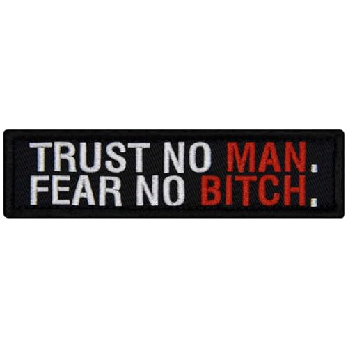EmbTao Aufnäher "Trust No Man Fear No Btch", bestickt, Biker-Abzeichen, lustige Applikation, Haken- und Schlaufen-Emblem EmbTao Aufnäher "Trust No Man Fear No Btch", bestickt, Biker-Abzeichen, lustige Applikation, Haken- und Schlaufen-Emblem von EmbTao