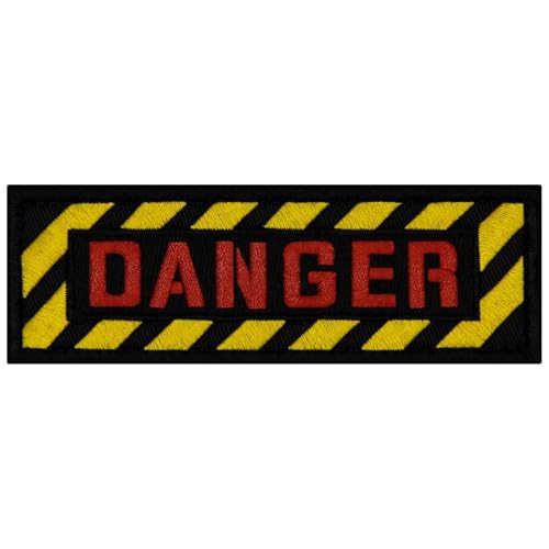 EmbTao Aufnäher mit Aufschrift "Danger", bestickt, Biker-Abzeichen, Haken- und Schlaufen-Emblem von EmbTao
