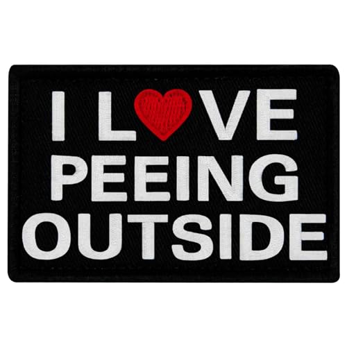 EmbTao Aufnäher mit Aufschrift "I Love Peeing Outside", bestickt, lustiges Biker-Abzeichen, Applikation, Haken- und Schlaufen-Emblem von EmbTao