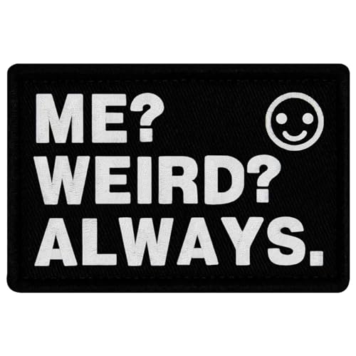 EmbTao Aufnäher mit Aufschrift "Me Weird Always", bestickt, lustiges Biker-Abzeichen, Applikation, Haken- und Schlaufen-Emblem EmbTao Aufnäher mit Aufschrift "Me Weird Always", bestickt, lustiges Biker-Abzeichen, Applikation, Haken- und Schlaufen-Emblem von EmbTao