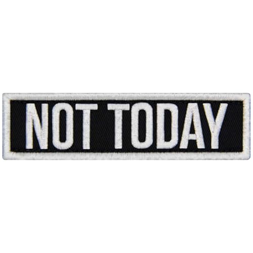 EmbTao Aufnäher mit Aufschrift "Not Today", bestickt, Biker-Abzeichen, lustige Applikation, Haken- und Schlaufen-Emblem von EmbTao