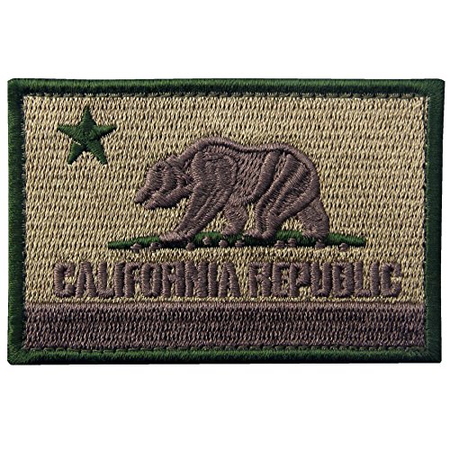 EmbTao California Tactical Aufnäher mit Klettverschluss, bestickt, Wüstensand und Olivgrün von EmbTao