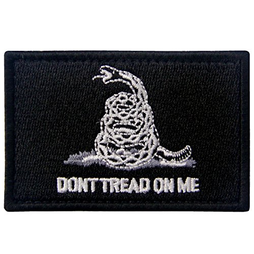 EmbTao Don't Tread On Me Treten Sie Nicht Auf Mich Taktisch Moral Applique Bestickter Aufnäher mit Haken- und Flauschbänder, Weiß Schwarz von EmbTao