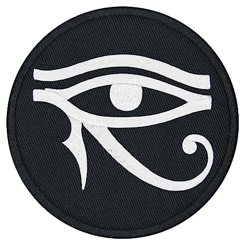 EmbTao Eye of Horus Wedjat Patch bestickte Applikation zum Aufbügeln oder Aufnähen, Weiß und Schwarz von EmbTao