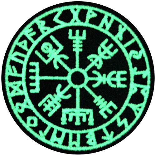 EmbTao Glow In Dark Vegvisir Viking Compass Norse Rune Morale Tactical Embroidered Applique Iron On / Sew On Patch by EmbTao von EmbTao
