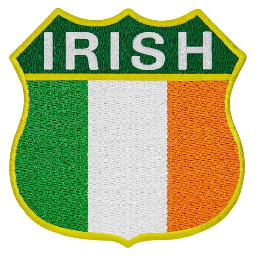 EmbTao Irland-Schild-Flagge, bestickt, irisches Nationalabzeichen, Biker-Applikation, zum Aufbügeln oder Aufnähen EmbTao Irland-Schild-Flagge, bestickt, irisches Nationalabzeichen, Biker-Applikation, zum Aufbügeln oder Aufnähen von EmbTao