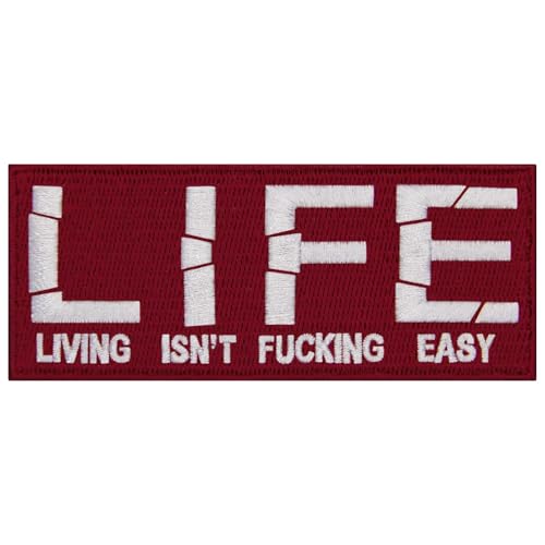 EmbTao LIFE Leben ist nicht fuck*king einfach Bestickter Aufnäher zum Aufbügeln/Annähen von EmbTao