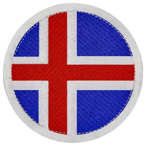 EmbTao Runde Island-Flagge, rund, Nationalaufnäher, bestickt, Biker-Abzeichen, lustige Applikation, Haken- und Schlaufen-Emblem EmbTao Runde Island-Flagge, rund, Nationalaufnäher, bestickt, Biker-Abzeichen, lustige Applikation, Haken- und Schlaufen-Emblem von EmbTao