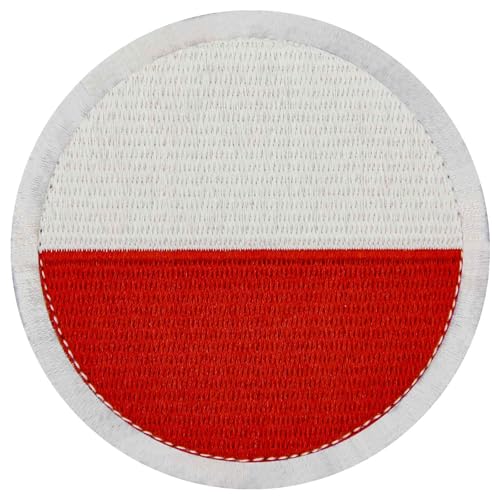 EmbTao Runde Polen-Flagge, Polnische Flagge, bestickt, Biker-Abzeichen, lustige Applikation, Haken- und Schlaufen-Emblem EmbTao Runde Polen-Flagge, Polnische Flagge, bestickt, Biker-Abzeichen, lustige Applikation, Haken- und Schlaufen-Emblem von EmbTao