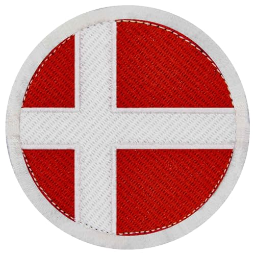 EmbTao Runder Dänemark-Flagge, rund, Nationalflagge, bestickt, Biker-Abzeichen, lustige Applikation, Haken- und Schlaufen-Emblem EmbTao Runder Dänemark-Flagge, rund, Nationalflagge, bestickt, Biker-Abzeichen, lustige Applikation, Haken- und Schlaufen-Emblem von EmbTao