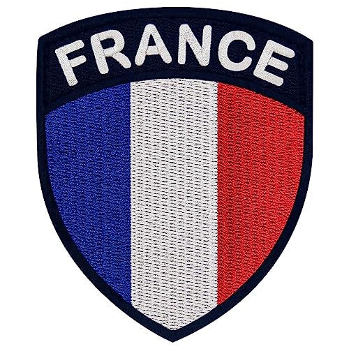 Frankreich Schildflagge Bestickter Aufnäher mit Haken- und Flauschbänder von EmbTao
