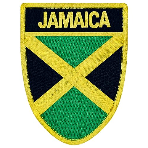 Jamaika-Schildflagge Bestickter Aufnäher mit Haken- und Flauschbänder von EmbTao