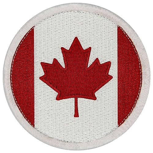 Kreisförmige kanadische Flagge Bestickter Aufnäher mit Haken- und Flauschbänder von EmbTao