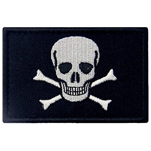 Piratenflagge von Jolly Roger Bestickter Aufnäher mit Haken- und Flauschbänder von EmbTao